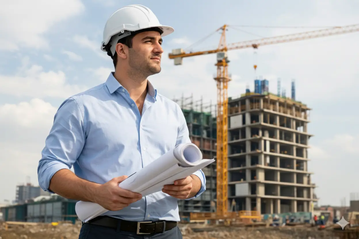 تیم مهندسی در حال بررسی نقشه پروژه